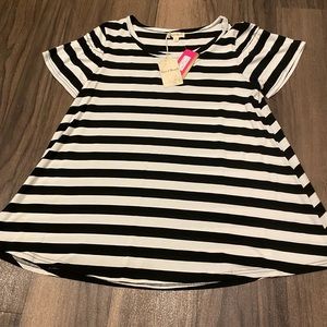 Hem & Thread Women’s Small Short Sleeve Top Basic Stripe New With Tags